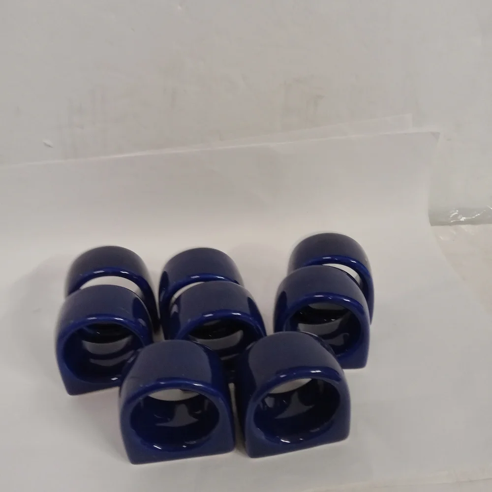 Vintage 8 Napkin Rings Cobalt Blue Ceramic Pier1